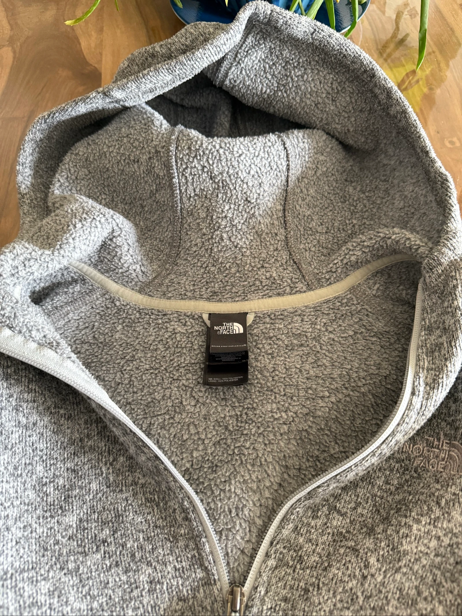 The North Face women's thick grey hooded fleece jacket size M – photo 9